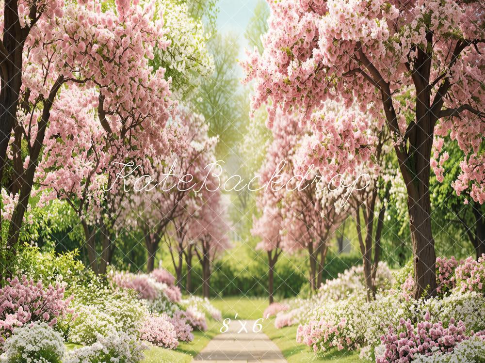 Kate Spring Pink Blossom Trees Fleece Backdrop Designed by Emetselch - Kate Backdrop AU