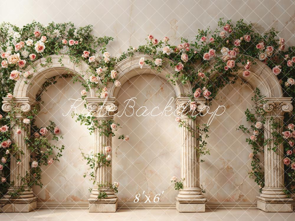 Kate Wedding Flower Arch Wall Columns Fleece Backdrop Designed by Emetselch