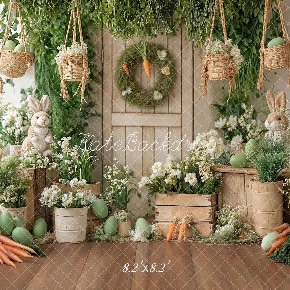 Kate Easter Bunny Carrots Flowers Backdrop Designed by Emetselch