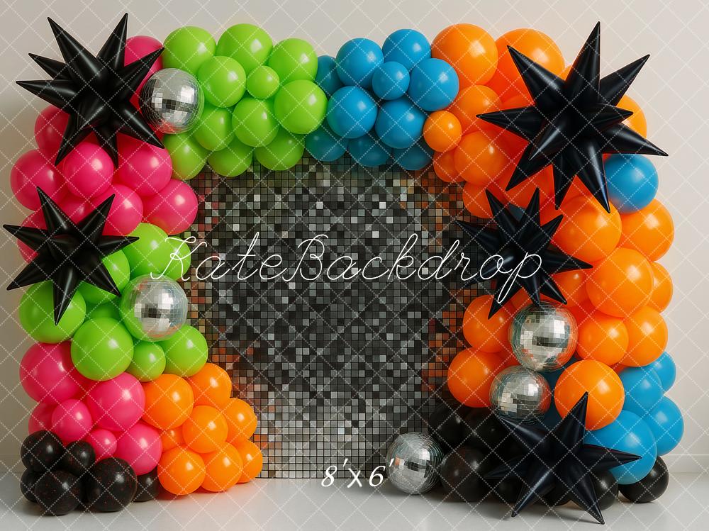 Kate Colourful Balloons Disco Balls Backdrop Designed by Ashley Paul