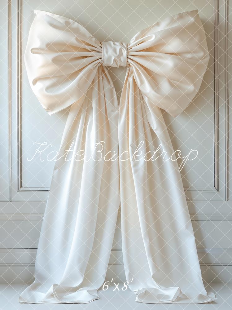 Kate Large Satin Bow Elegant Panelled Wall Fleece Backdrop Designed by Emetselch - Kate Backdrop AU