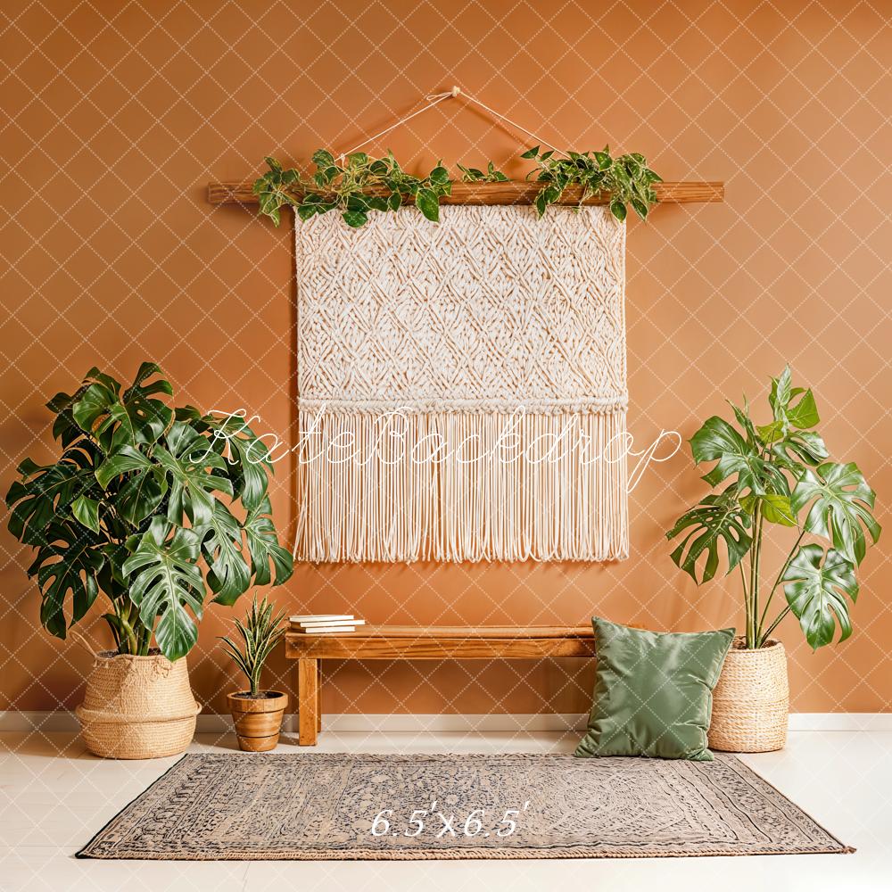 Kate Boho Macrame Bench Green Plants Backdrop Designed by Emetselch