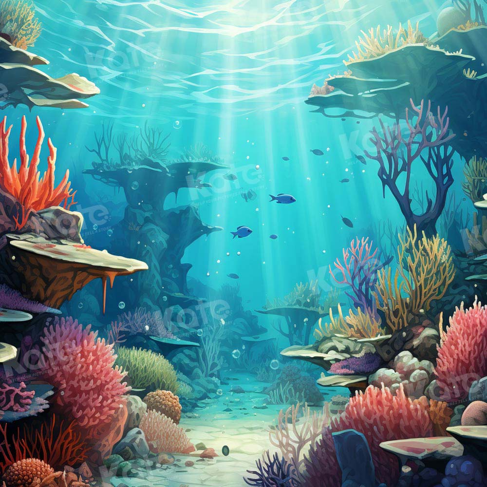 Kate Underwater Coral Reef Fish Blue Backdrop Designed by Chain - Kate Backdrop AU