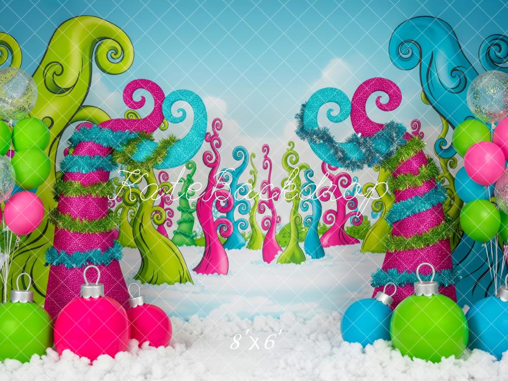 Kate Christmas Whimsical Trees Balloons Backdrop Designed by Patty Roberts