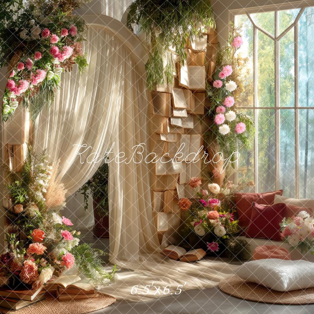Kate Spring Books Reading Nook Backdrop Designed by Mini MakeBelieve - Kate Backdrop AU