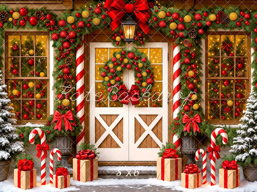 Kate Christmas Presents Candy Cane Backdrop Designed by Mini MakeBelieve - Kate Backdrop AU