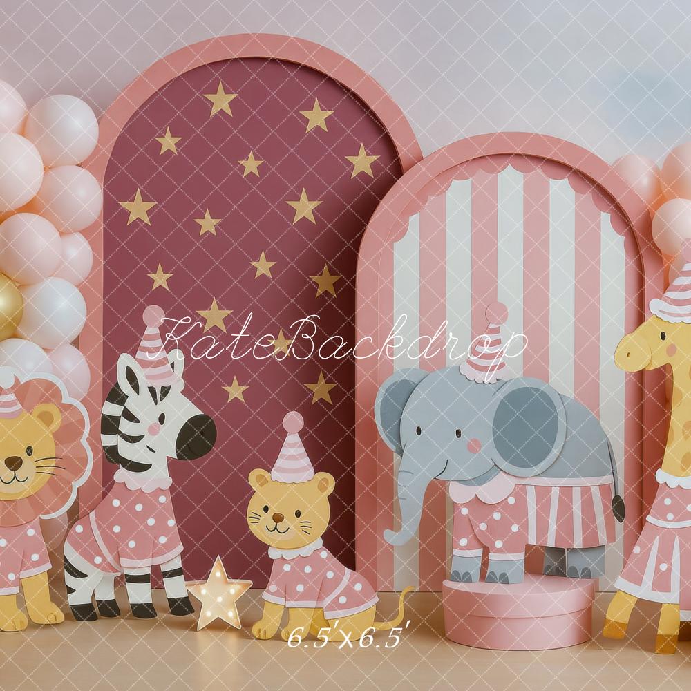 Kate Circus Animals Striped Balloon Backdrop Designed by Mini MakeBelieve