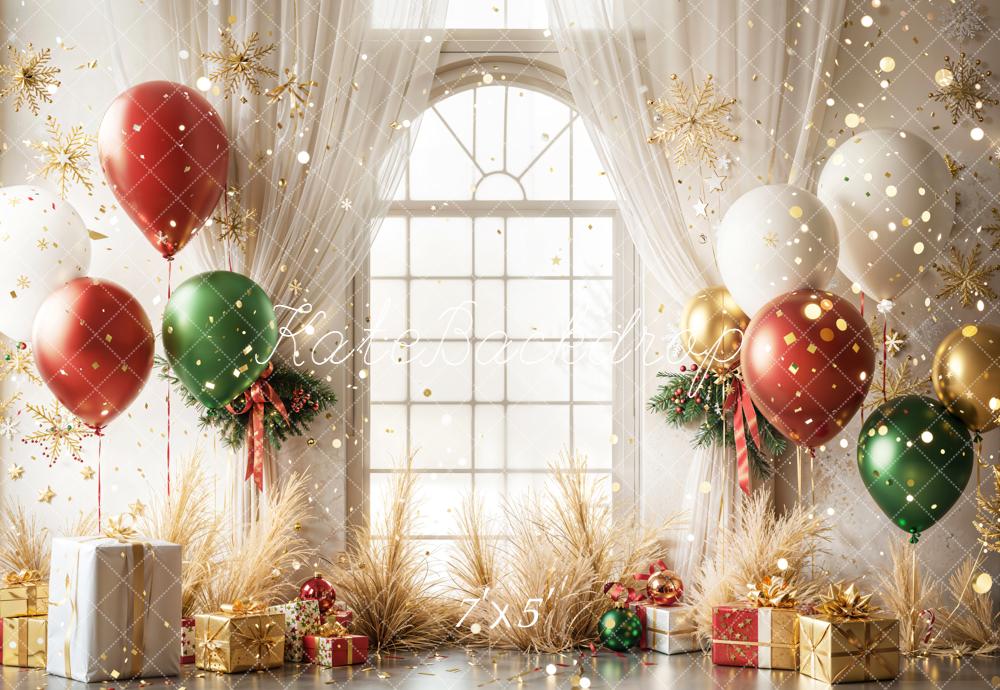 Kate Christmas Balloons Window Backdrop Designed by Emetselch - Kate Backdrop AU