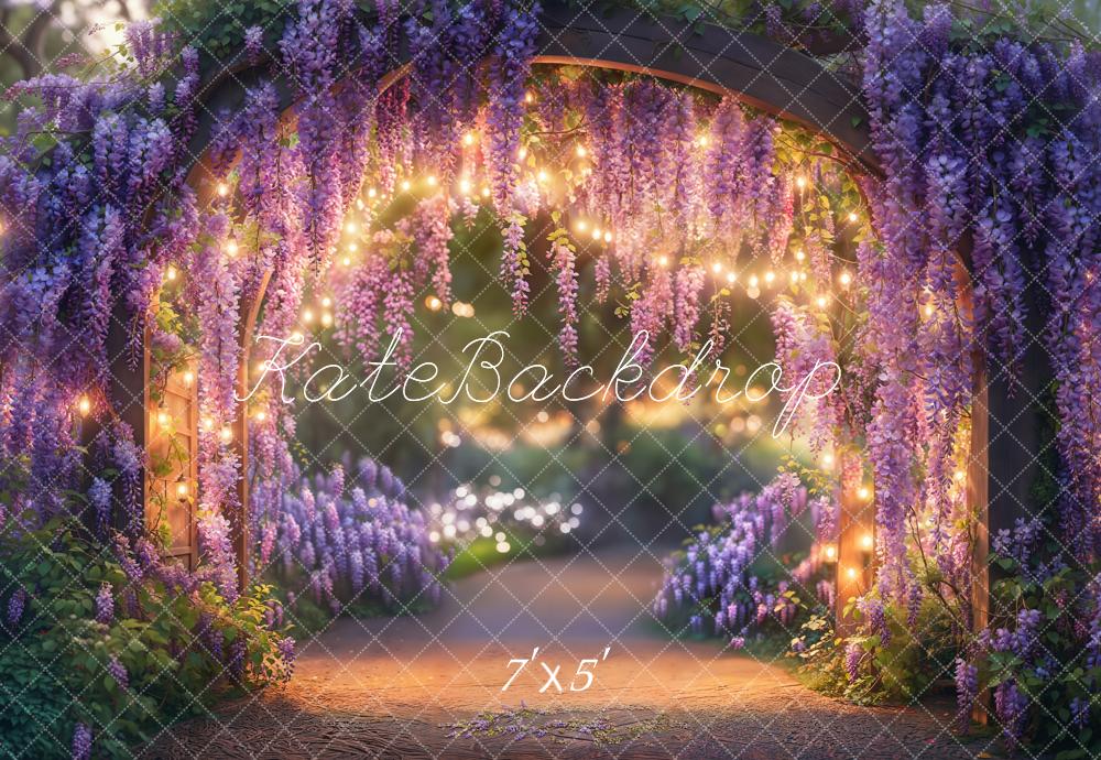 Kate Flower Arch Purple Wisteria Lights Backdrop Designed by Emetselch