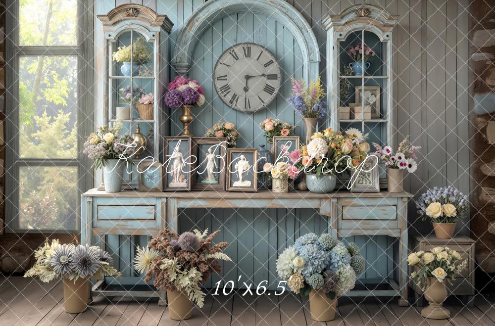Kate Vintage Cabinet Clock Floral Backdrop Designed by Mini MakeBelieve