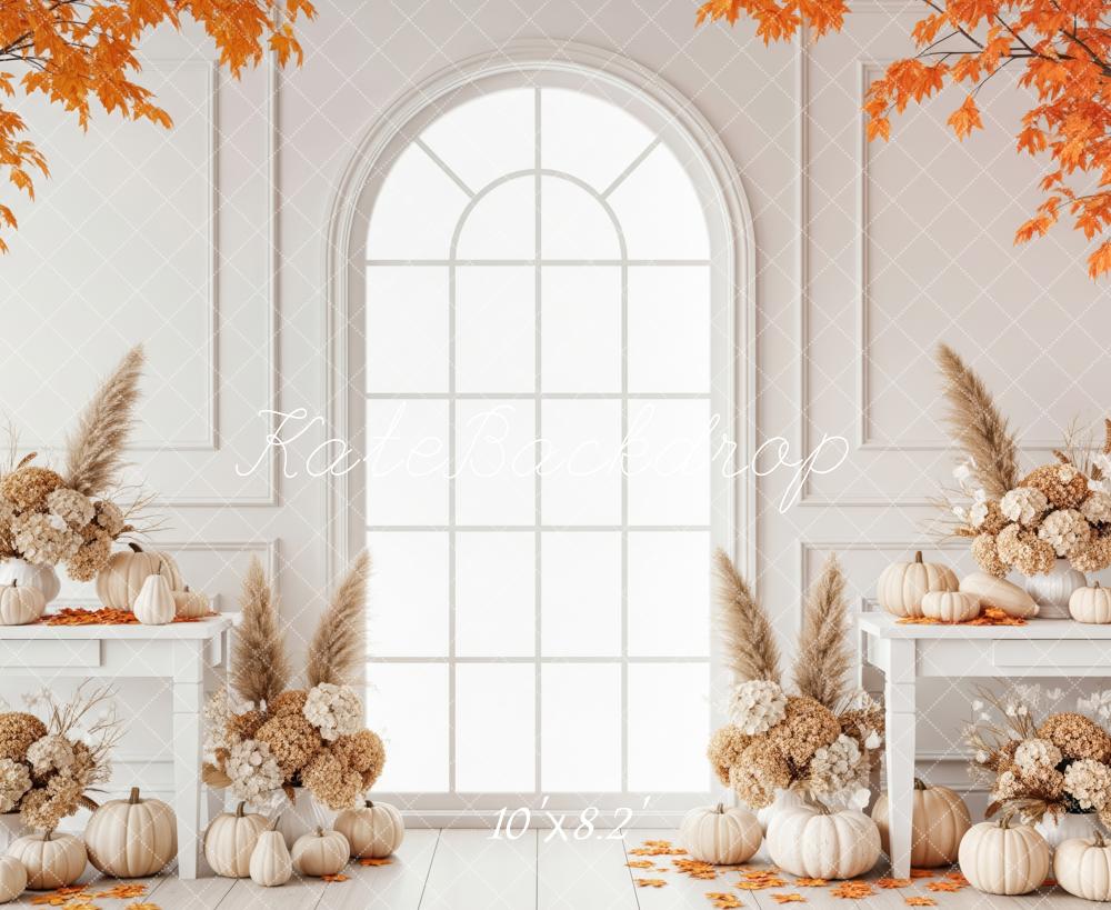 Kate Autumn White Pumpkins Arch Backdrop Designed by Patty Roberts