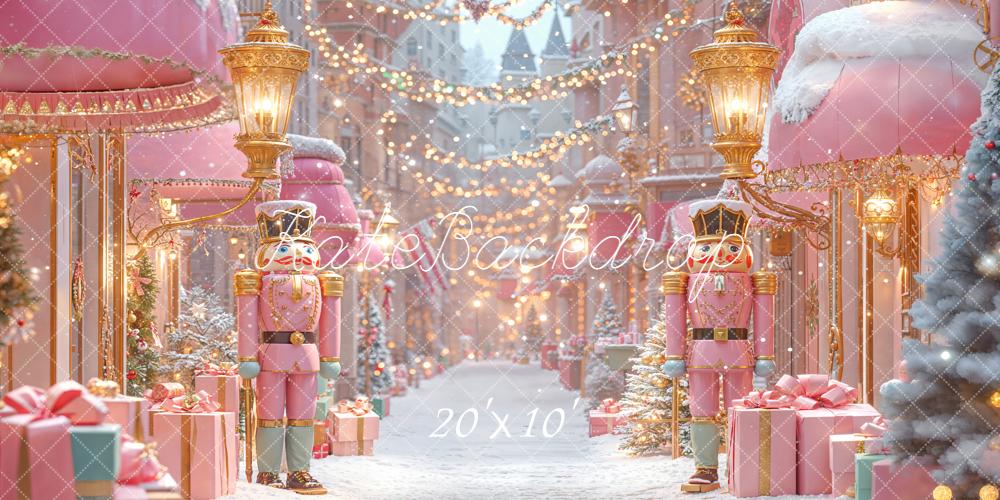 Kate Christmas Nutcracker Pink Street Backdrop Designed by Emetselch - Kate Backdrop AU