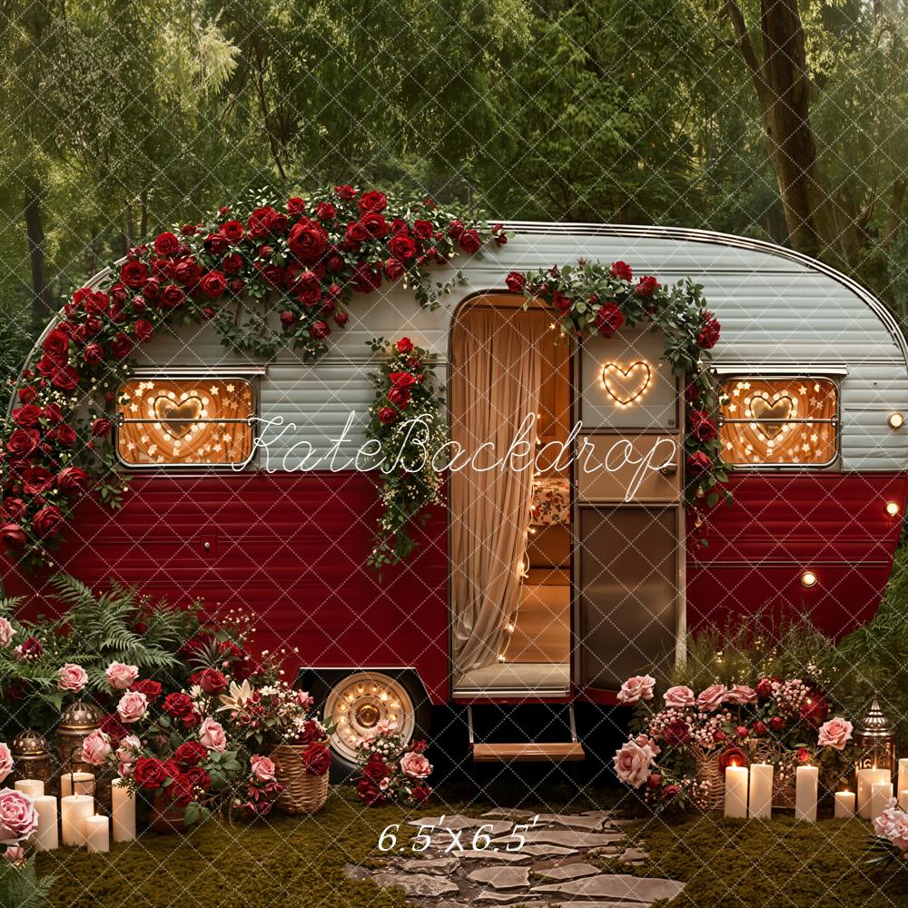 Kate Caravan Red Roses Forest Backdrop Designed by Emetselch
