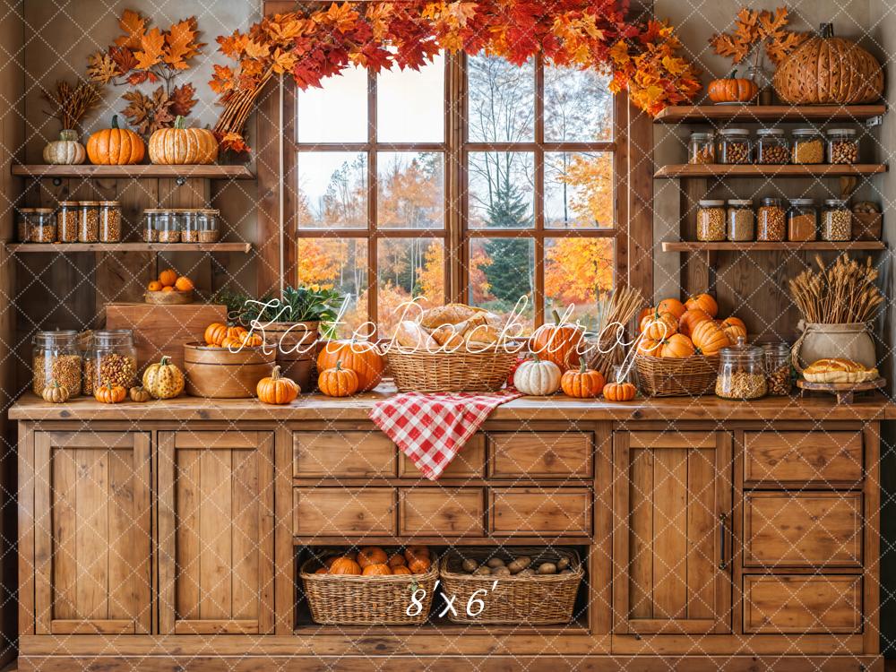 Kate Autumn Pumpkin Kitchen Window Backdrop Designed by Emetselch