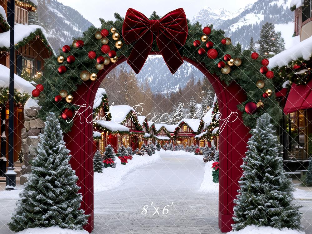 Kate Christmas Arch Snowy Village Backdrop Designed by Mini MakeBelieve - Kate Backdrop AU