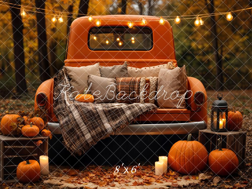 Kate Fall Truck Pumpkins Fleece Backdrop Designed by Emetselch