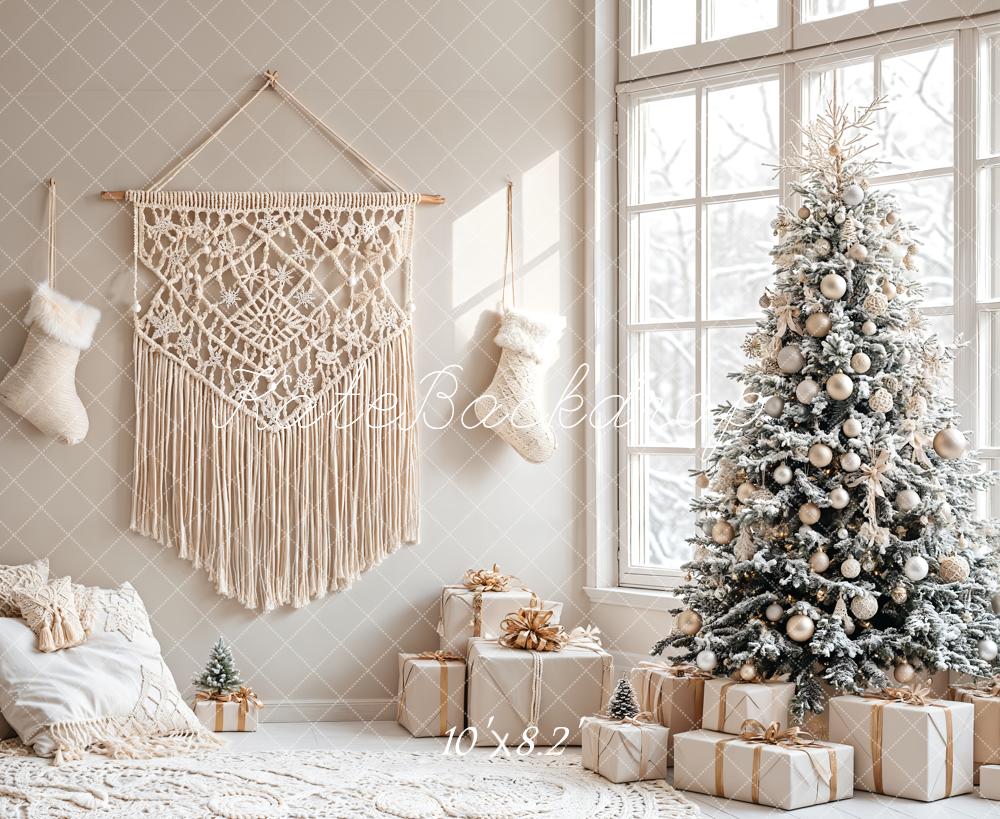 Kate Christmas Tree Boho Neutral Backdrop Designed by Emetselch