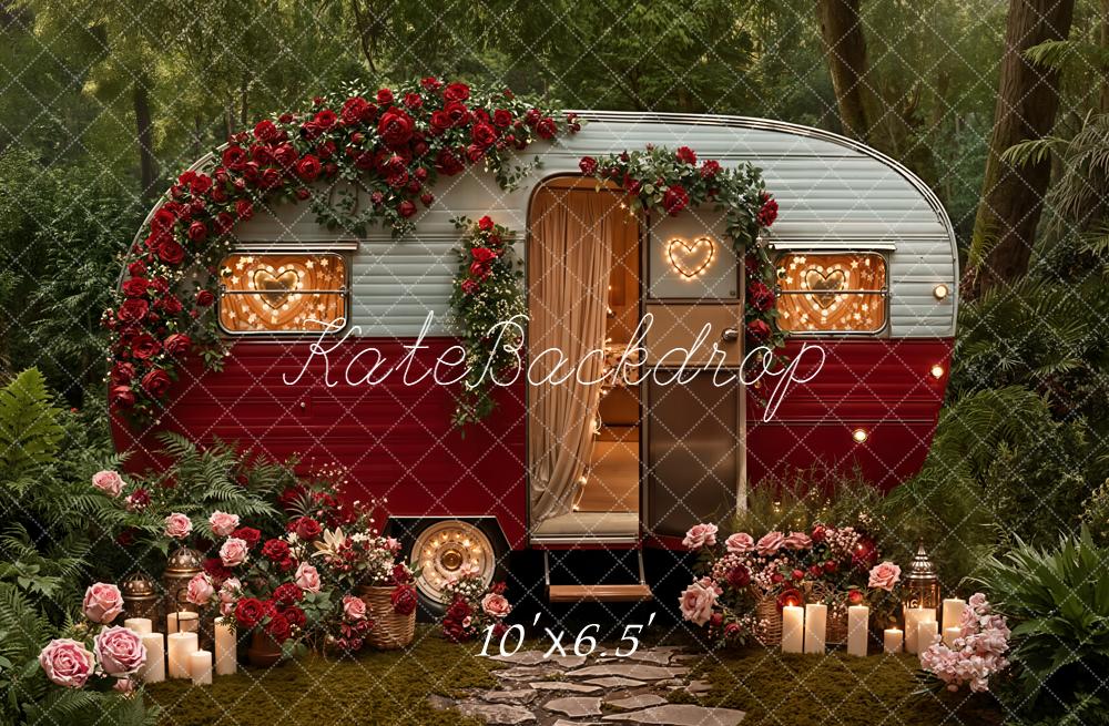 Kate Caravan Roses Forest Fleece Backdrop Designed by Emetselch