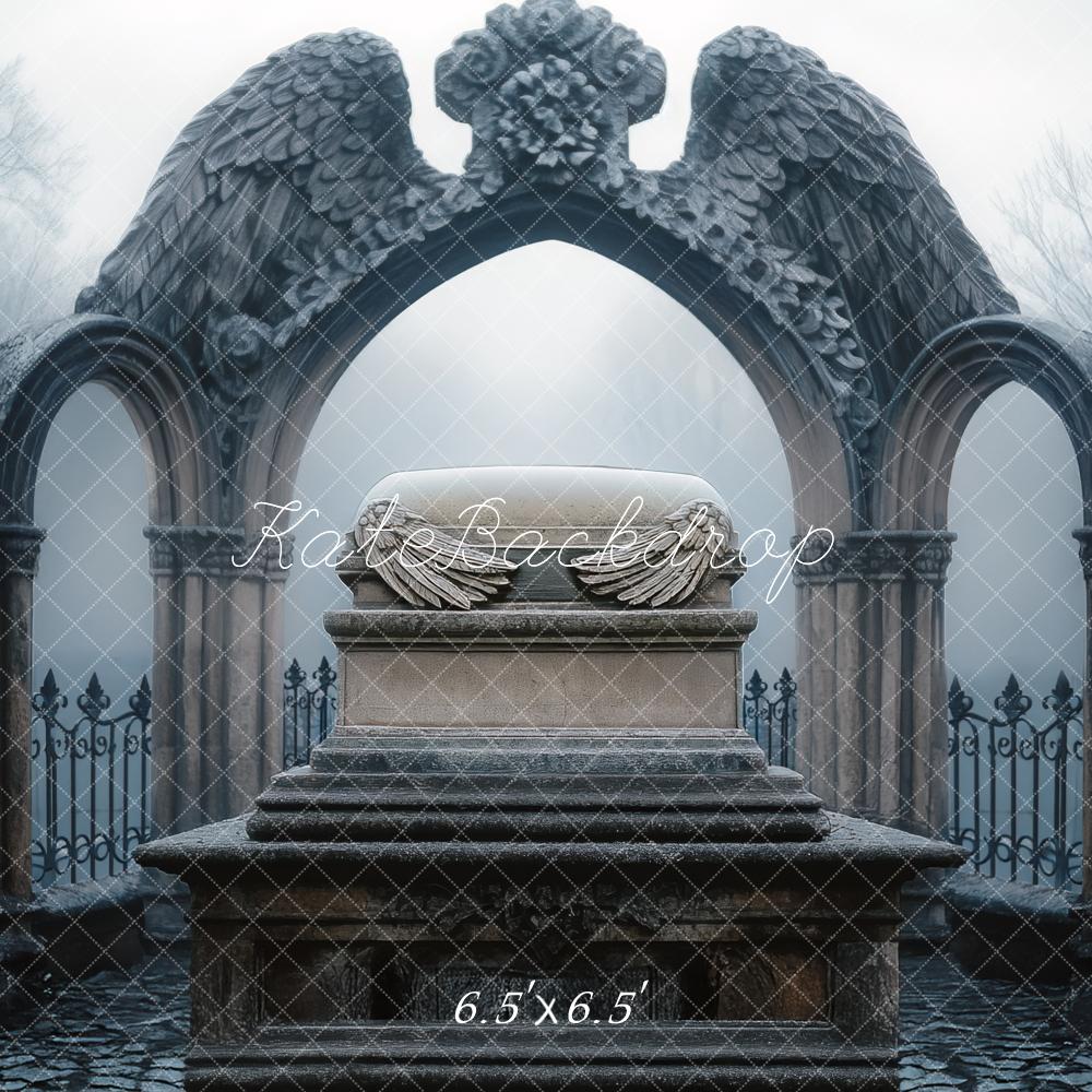 Kate Gothic Columns Angel Wings Misty Backdrop Designed by Mini MakeBelieve
