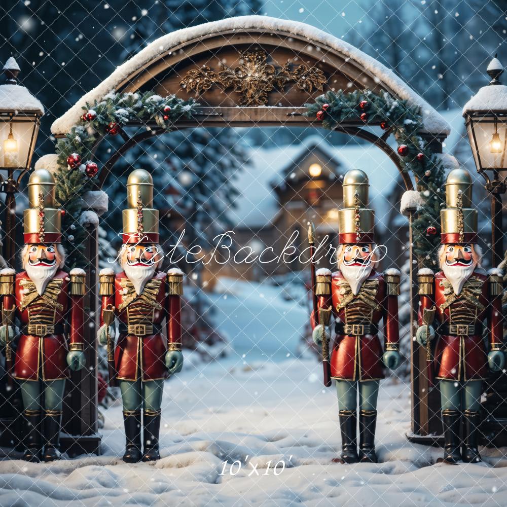 Kate Christmas Nutcracker Archway Snow Backdrop Designed by Emetselch - Kate Backdrop AU