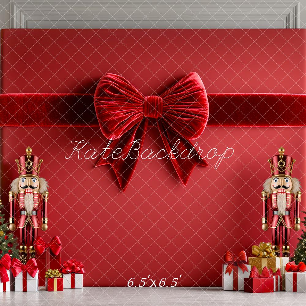 Kate Christmas Red Bow Gift Backdrop Designed by Mini MakeBelieve - Kate Backdrop AU