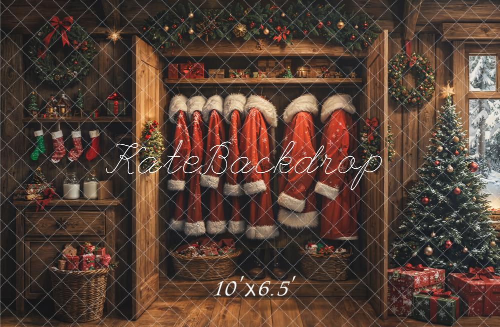 Kate Christmas Santa Closet Fleece Backdrop Designed by Emetselch - Kate Backdrop AU