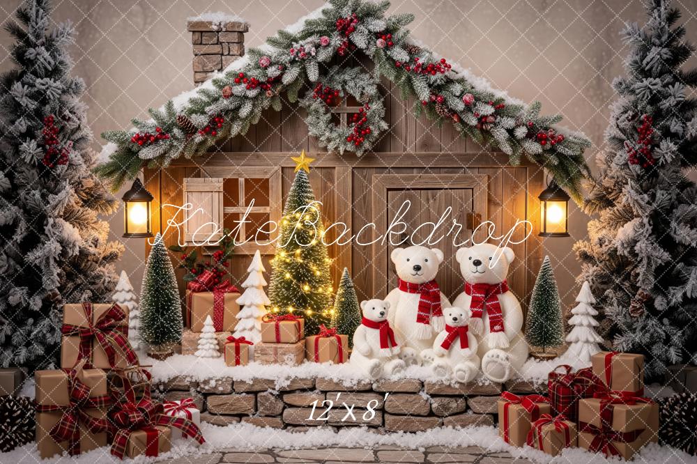 Kate Christmas Polar Bears Cabin Backdrop Designed by Patty Roberts