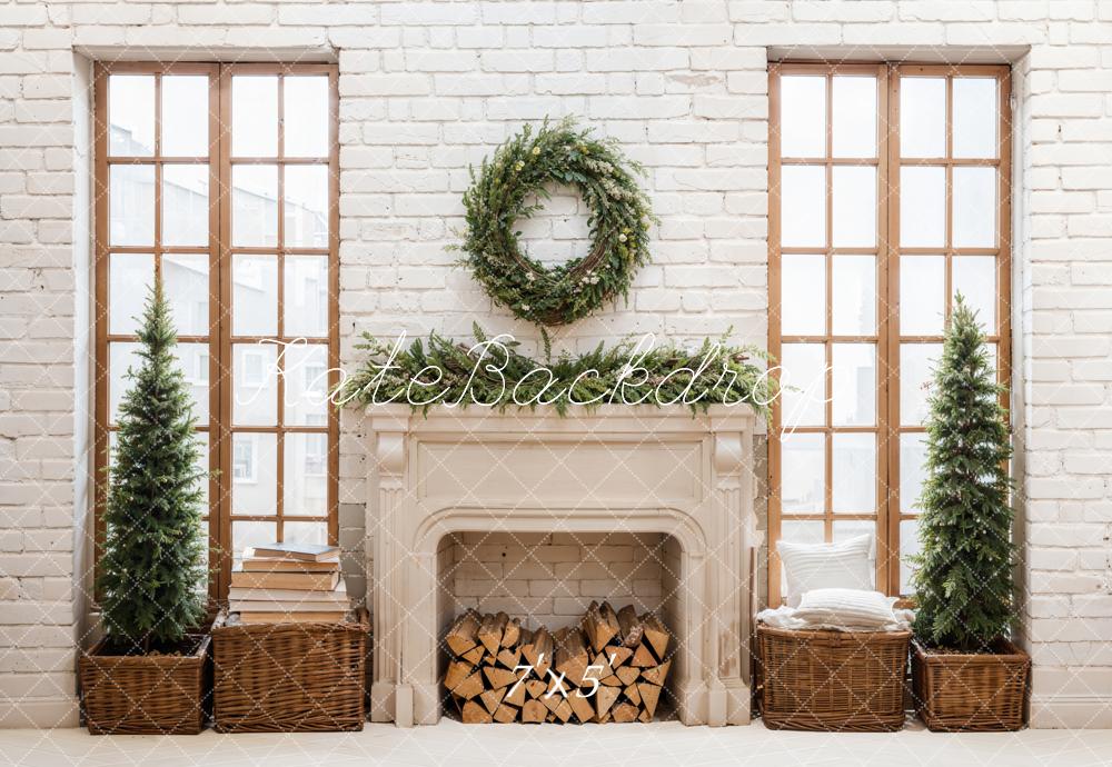Kate Christmas Fireplace Brick Backdrop Designed by Emetselch