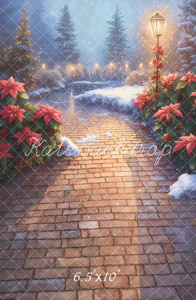 Kate Christmas Snowy Brick Pathway Backdrop Designed by Kate Image - Kate Backdrop AU