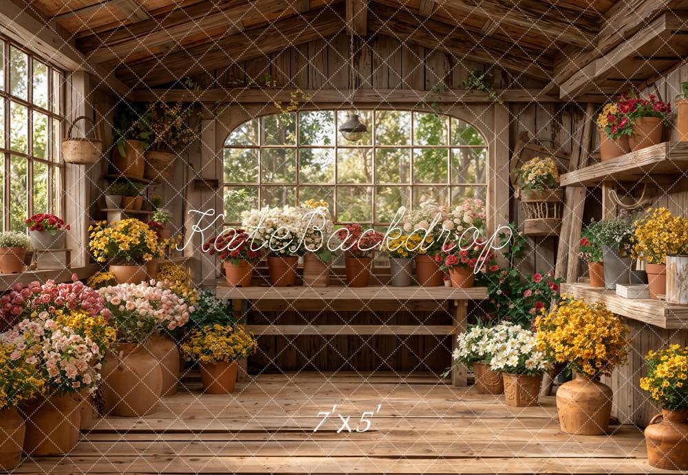 Kate Flower Pots Rustic Greenhouse Backdrop Designed by Emetselch