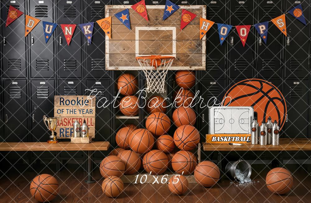 Kate Basketball Locker Room Hoop Benches Backdrop Designed by Emetselch