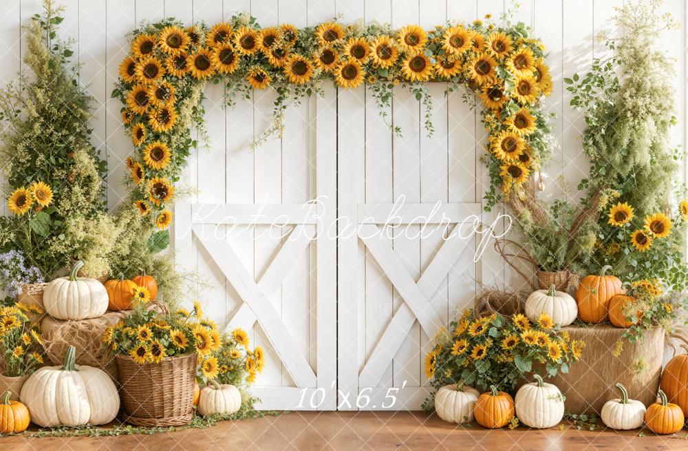 Kate Autumn Sunflower Pumpkins Backdrop Designed by Emetselch