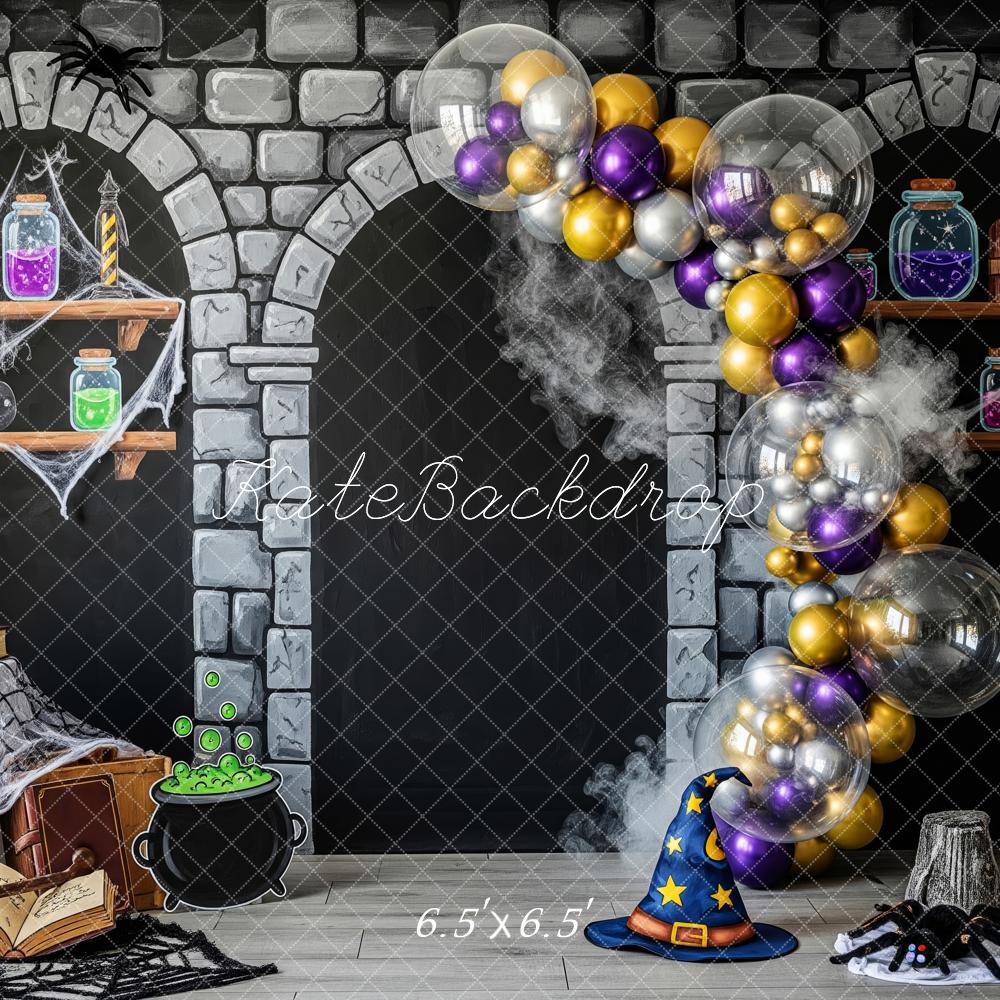 Kate Halloween Wizard Lab Stone Wall Backdrop Designed by Patty Roberts