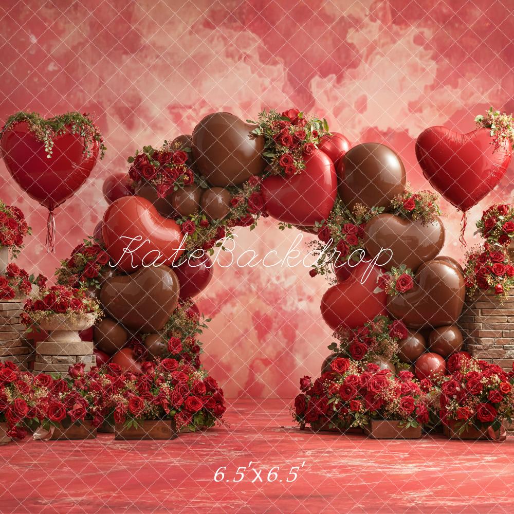 Kate Heart Balloons Roses Arch Backdrop Designed by Emetselch