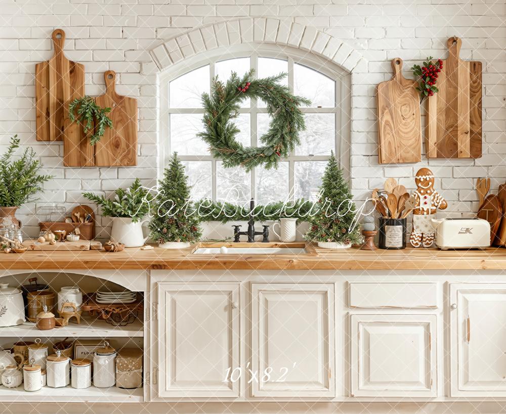 Kate Christmas Kitchen Wreath Cutting Boards Backdrop Designed by Emetselch