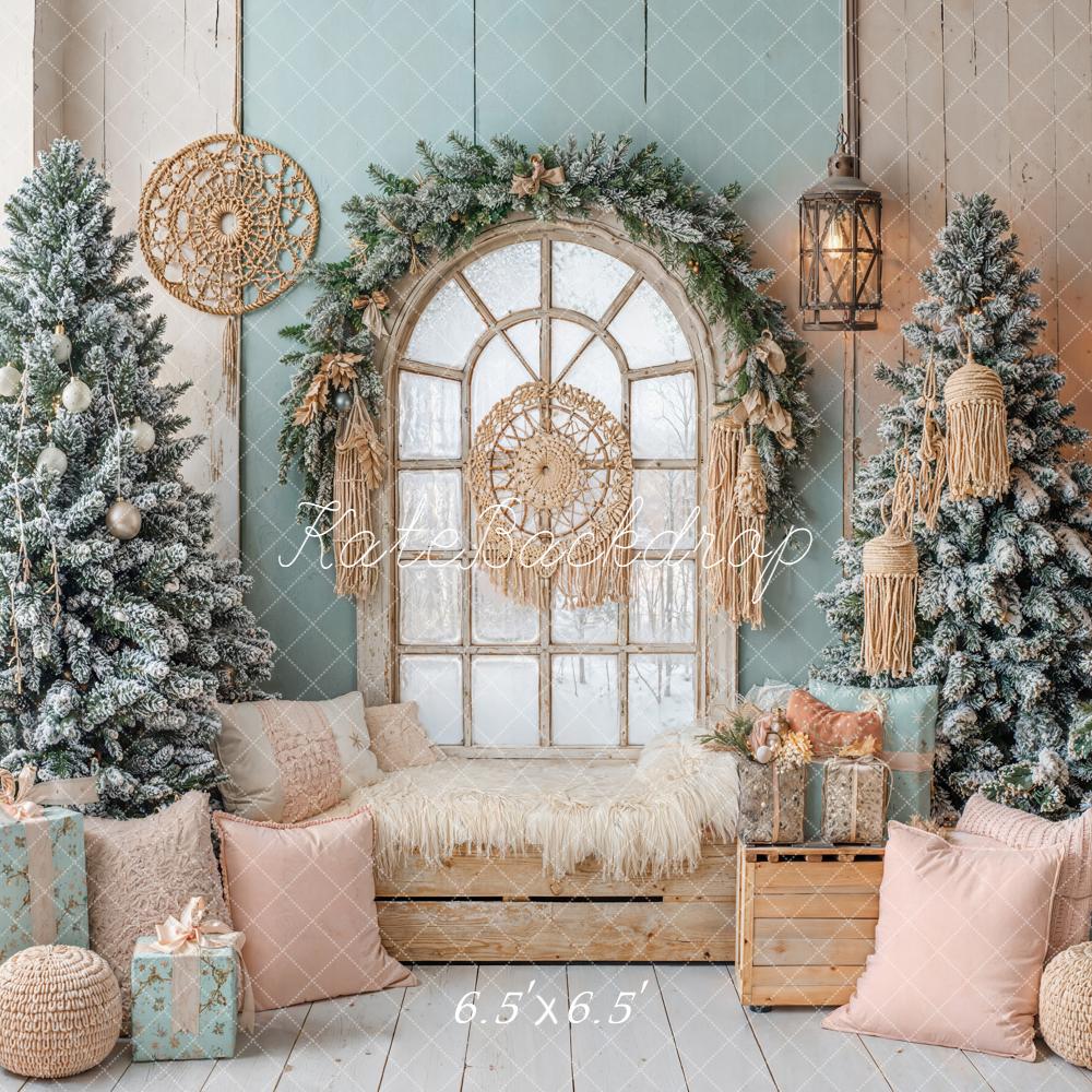 Lightning Deal Kate Boho Christmas Trees Window Backdrop Designed by Emetselch