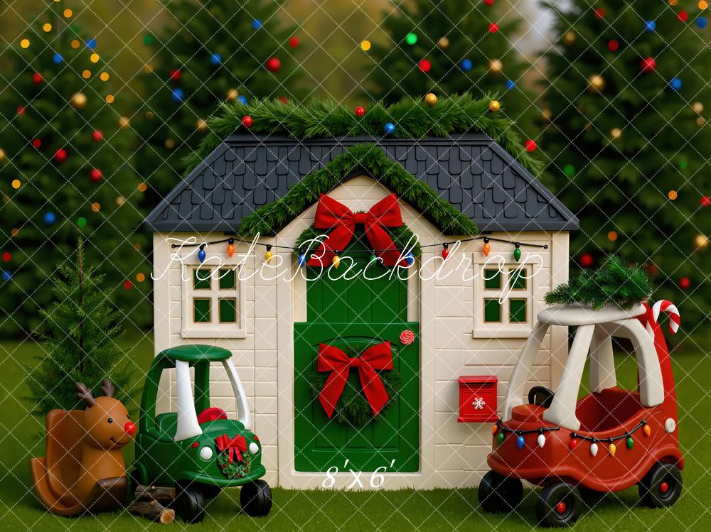 Kate Christmas Playhouse Toy Cars Reindeer Backdrop Designed by Mini MakeBelieve