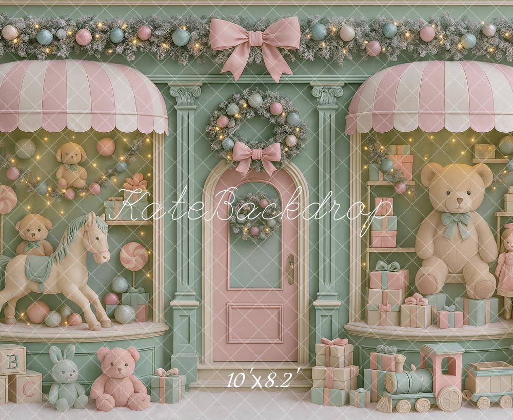 Kate Toy Shop Teddy Bear Christmas Backdrop Designed by Ashley Paul