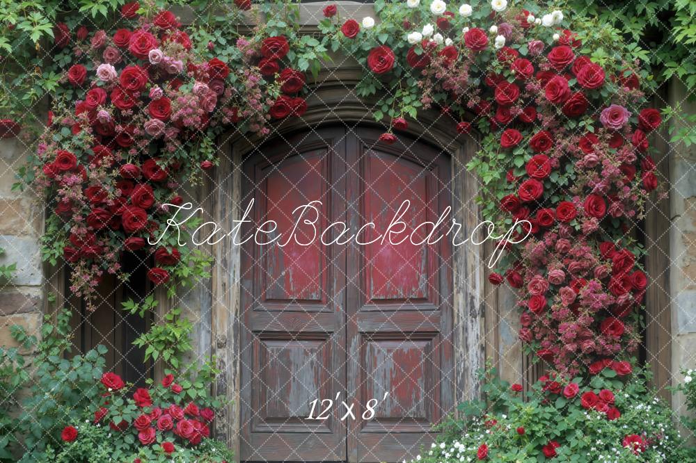 Kate Retro Flower Arch Wooden Door Backdrop Designed by Mini MakeBelieve