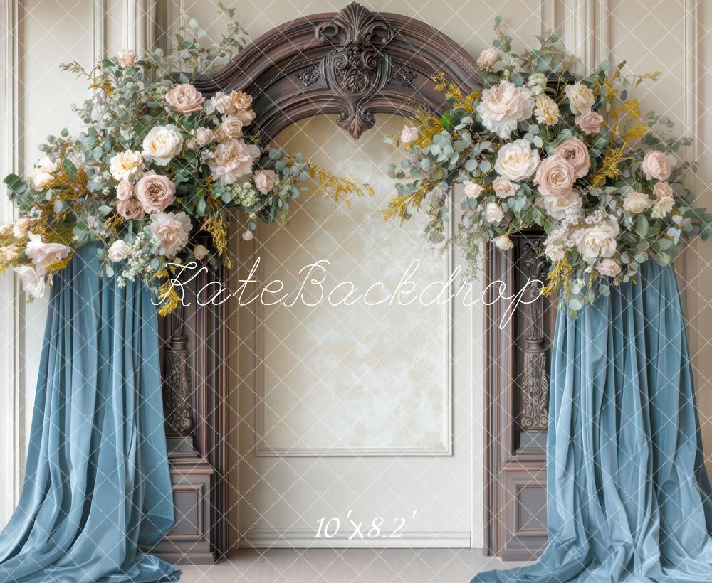 Kate Flower Blue Drapes Backdrop Designed by Mini MakeBelieve - Kate Backdrop AU