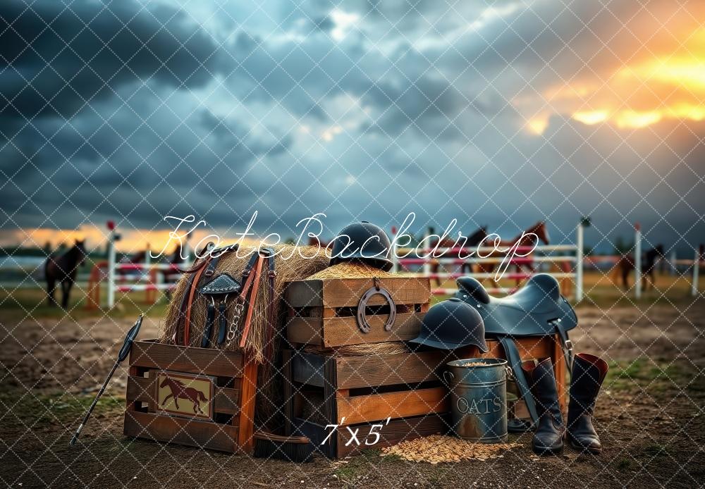 Kate Equestrian Tack Helmets Boots Backdrop Designed by Laura Bybee - Kate Backdrop AU