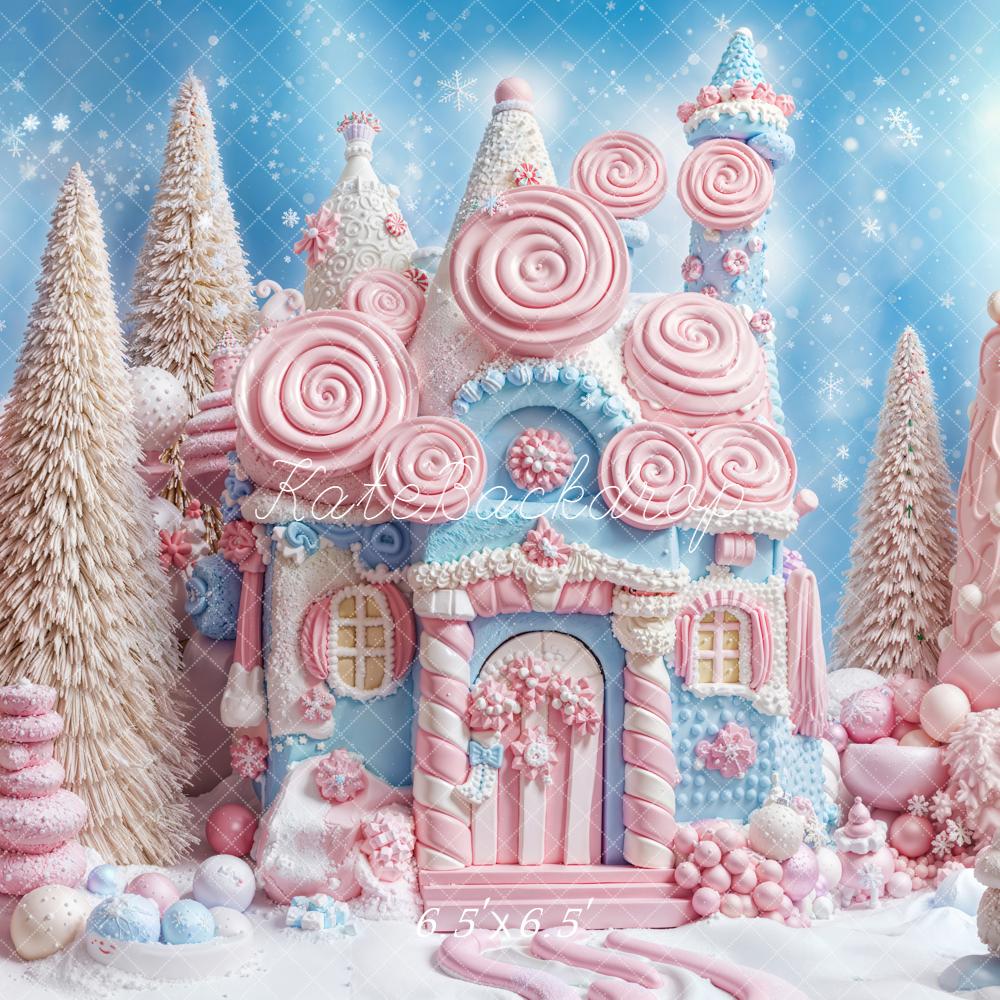 Kate Christmas Candy House Lollipops Trees Backdrop Designed by Emetselch