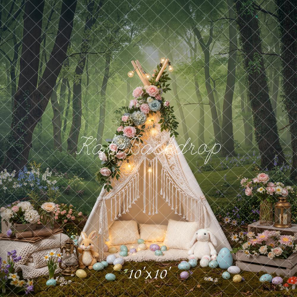 Kate Easter Bunny Forest Teepee Backdrop Designed by Emetselch