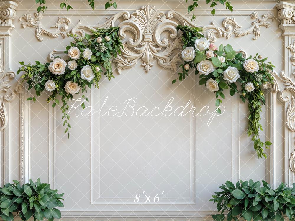 Lightning Deal Kate Wedding White Roses Floral Backdrop Designed by Mini MakeBelieve