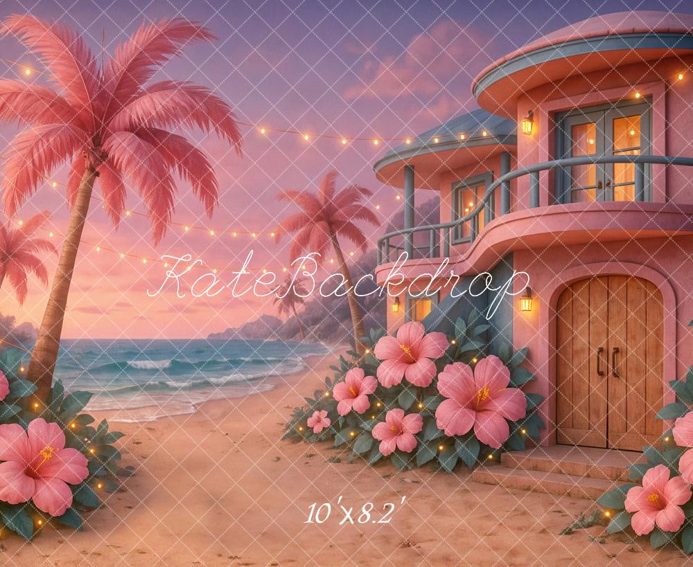 Kate Summer Beach Pink Flowers Backdrop Designed by Ashley Paul
