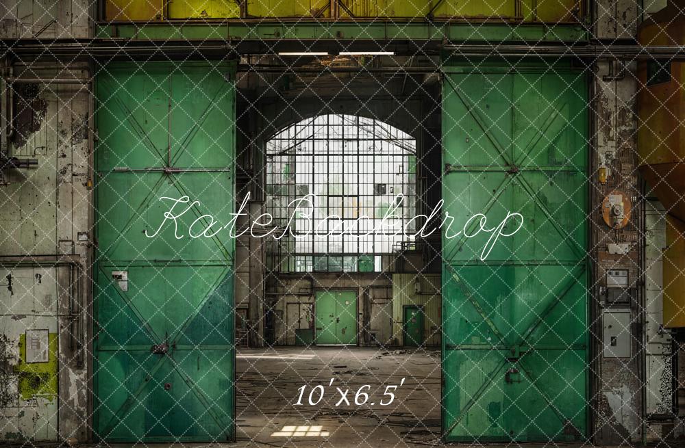 Kate Industrial Green Metal Warehouse Backdrop Designed by Emetselch