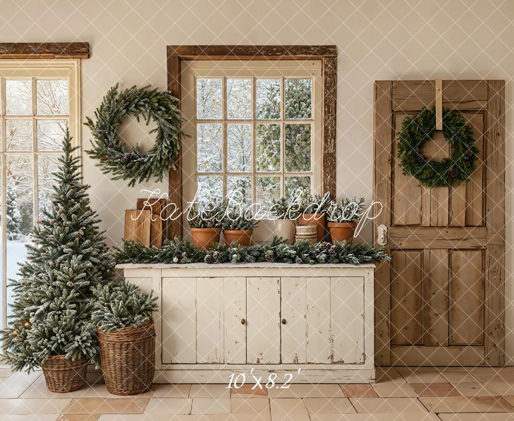Kate Christmas Tree Retro Cabinet Fleece Backdrop Designed by Chain