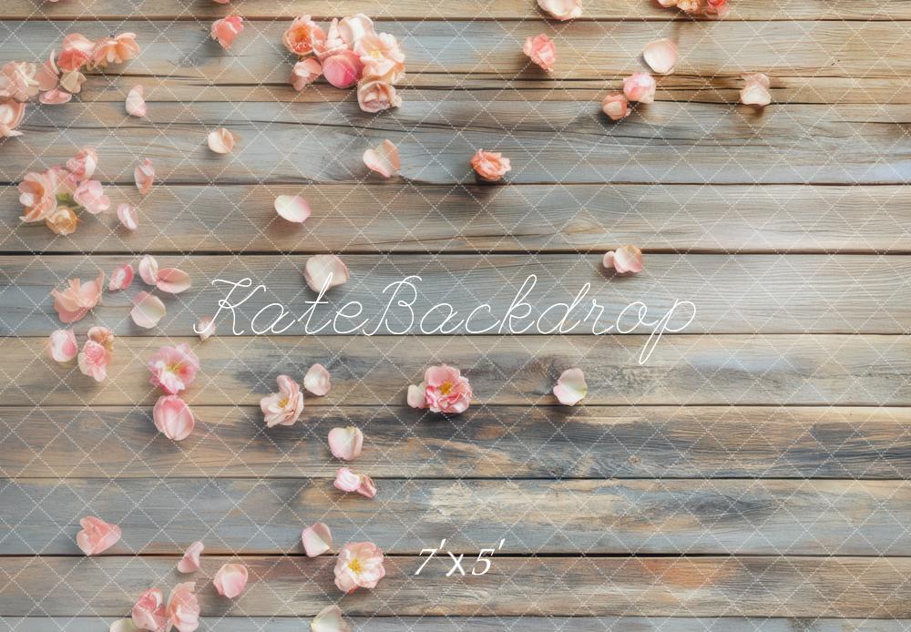 Kate Flower Petals Wood Planks Backdrop Designed by Mini MakeBelieve - Kate Backdrop AU