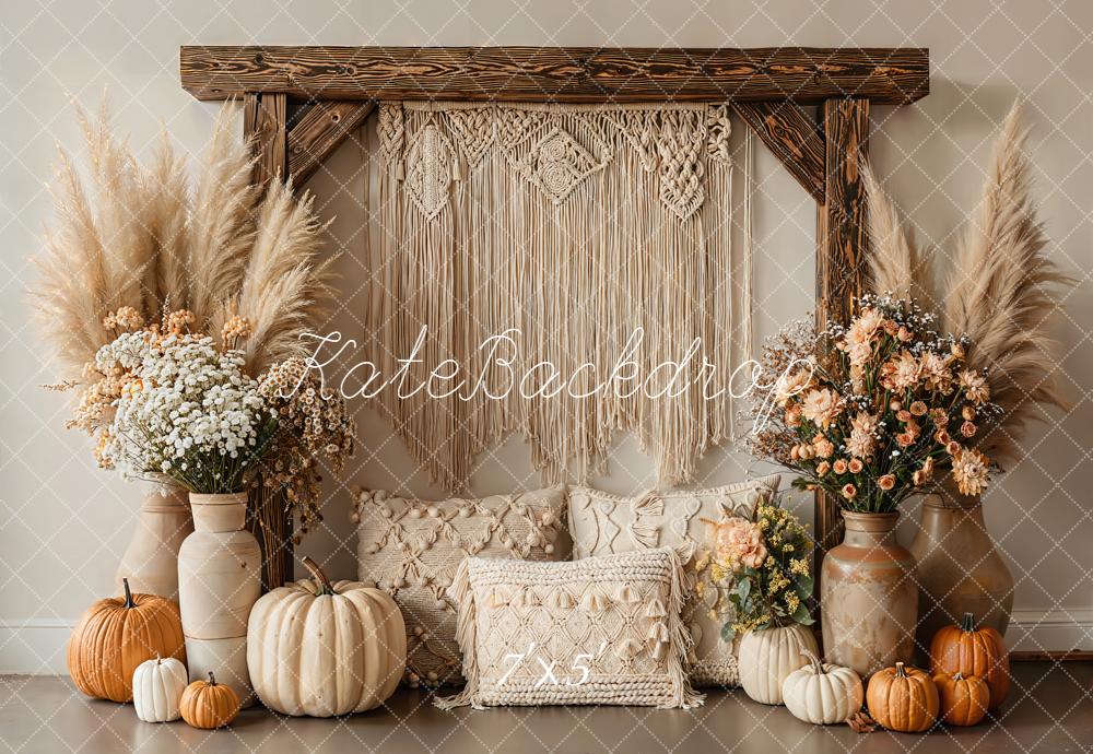 Kate Boho Macrame Pumpkins Autumn Backdrop Designed by Emetselch