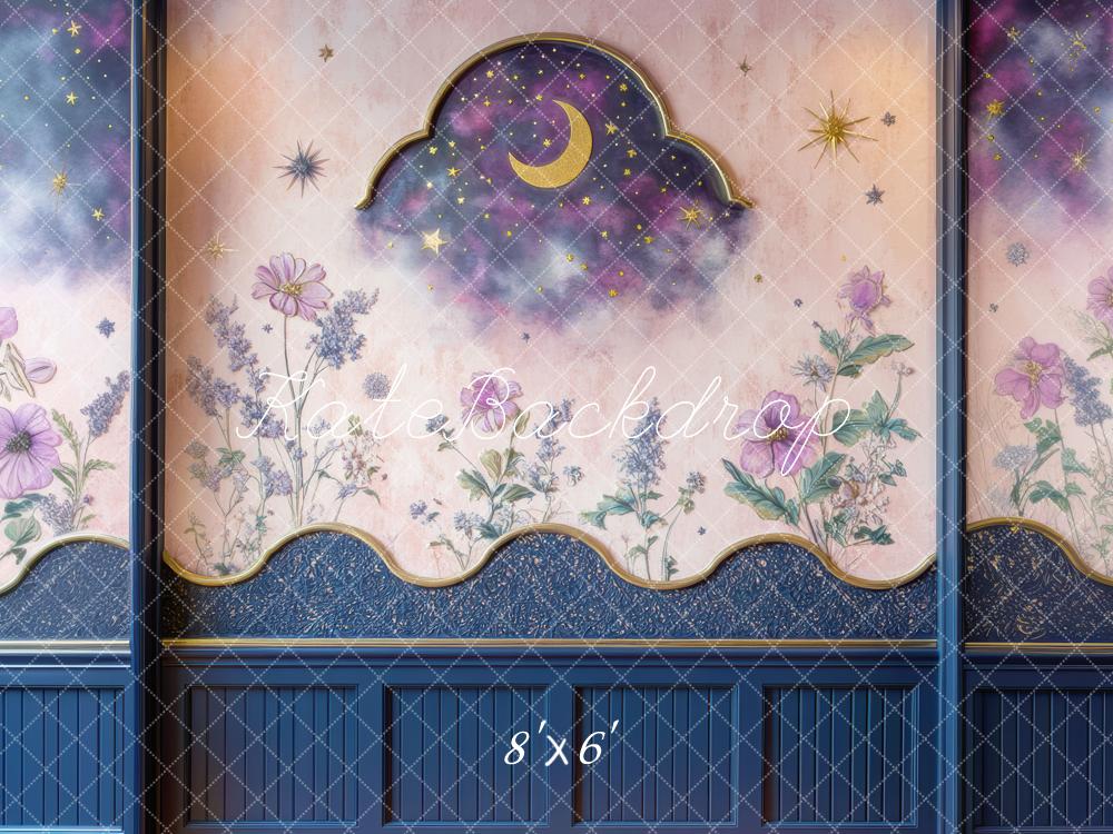 Kate Moon Stars Purple Flowers Backdrop Designed by Mini MakeBelieve - Kate Backdrop AU